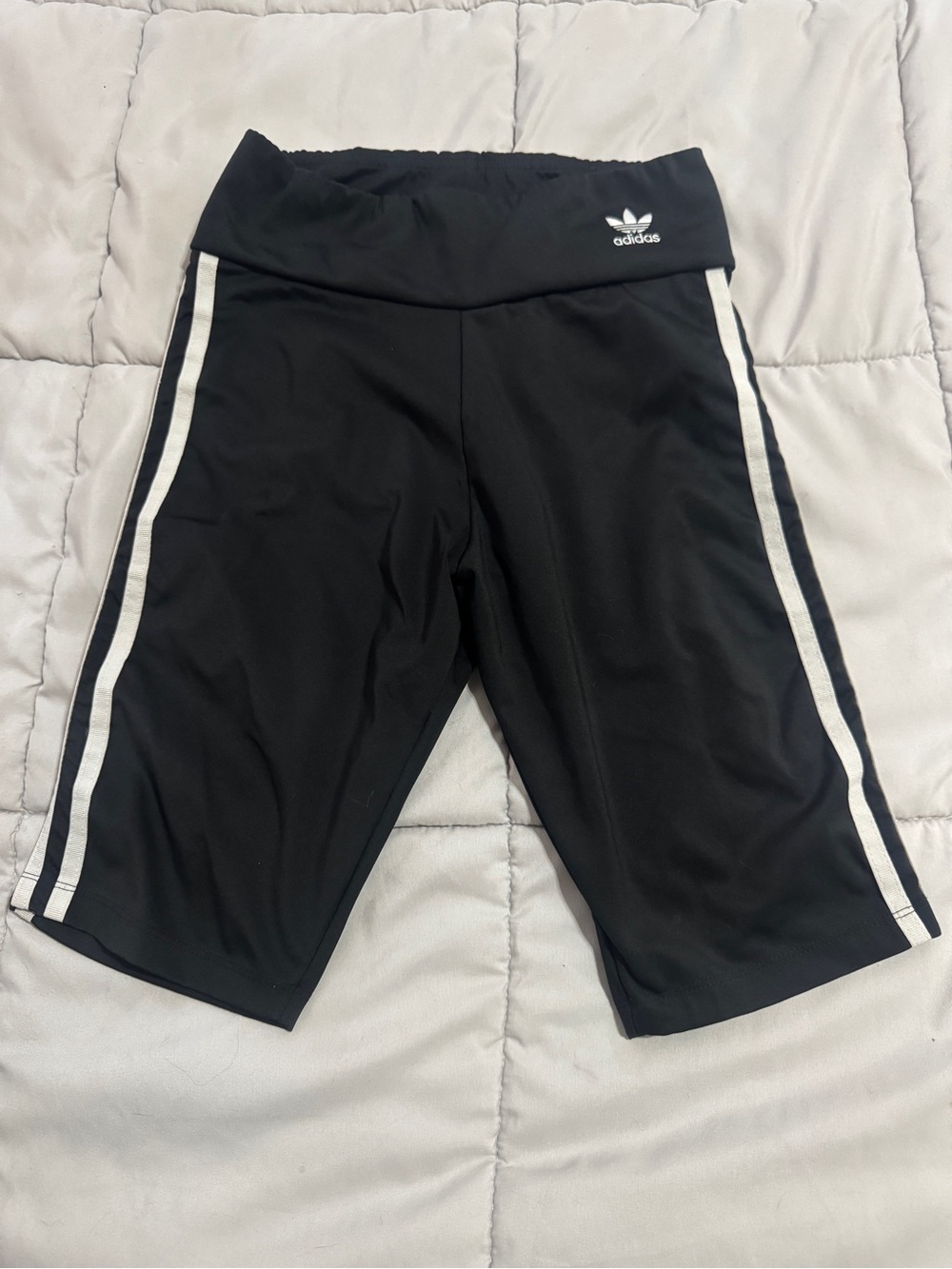 adidas Black Athletic Bike Shorts with White Side Stripes